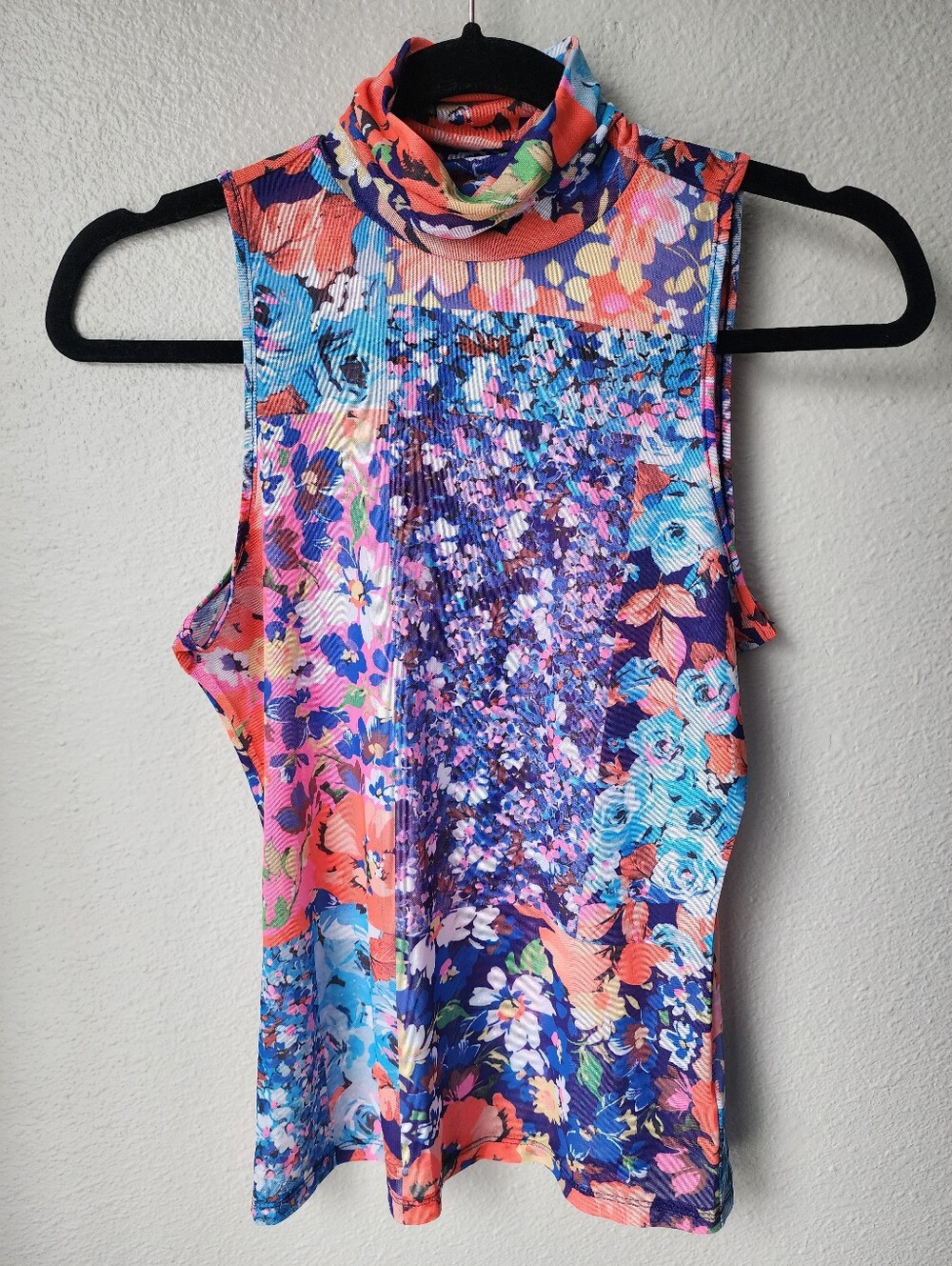 AFRM Sleeveless Mockneck Floral Mesh Top Size Small In Multi Floral